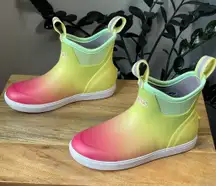 XTRATUF Women’s 6” Ankle Deck Boots Sz 6 (EU 37) Gradient Sunset Ombre Waterproof 
