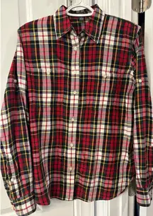 Women’s Ralph Lauren Holiday Plaid Button Down Shirt Size Medium LRL Classic
