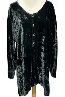 CP Shades Tunic Top Womens M Green Crushed Velvet Top Blouse Relaxed Popover