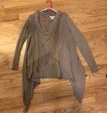 Karlie fringe wrap sweater