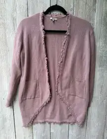 Women’s Jodifl Rose Pink Fringe Open‎ Front Cardigan Size Medium