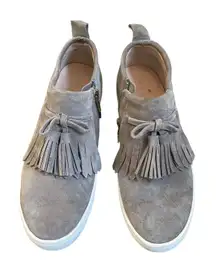 Kate Spade Suede Lenna Tassel Sneakers Womens size 8 Gray Everyday Comfort Shoes
