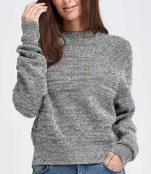 Free People Mock Neck Knit Pullover Sweater Gray Size Small