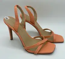 Veronica Beard Pink Orange Leather Slingback Strappy Heels Women's size 8.5