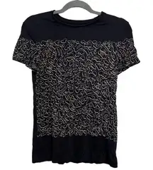Toryburch Navy Blue T-shirt leopard print  Size Small D40