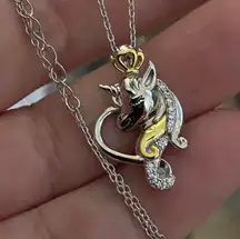 Unicorn Sterling Silver CZ Gold Necklace