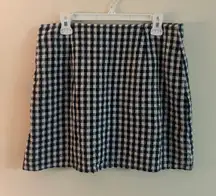 American Eagle Gingham Mini Skirt Size Large | Blue & White Check Linen Blend