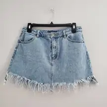 Forever 21 Frayed Edge Mini Blue Jean Skirt L