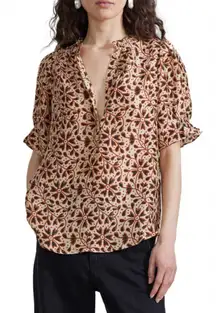 Apiece Apart Los Altos Night Garden Floral Silk Blouse Size S