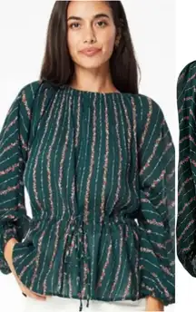 Roller Rabbit Mateaus Linden Top Blouse Cotton Gauze Peasant Green Size XL