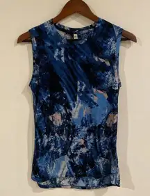 Lucy Women's Fitness Tank Top Blue Glacier Print Small RARE