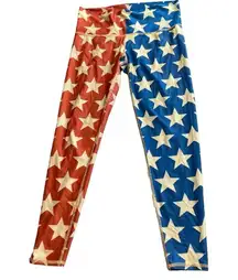 Teeki Women’s Size L Star Power Hot Pants Yoga Leggings USA Stars And Stripes