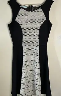 Maurices Black White Aztec Textured Sleeveless Fit &‎ Flare A Line Dress Size S