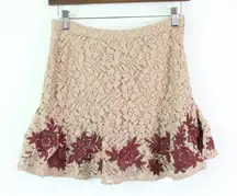 Anthro Raga Azaria Lace Mini Skirt Taupe Size S‎