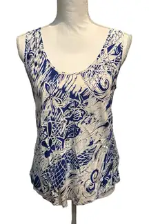 Jams World Palani Sleeveless Tank Top Women's Medium Blue White Tropical