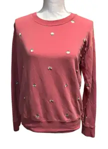 Summersalt Embroidered Floral Sweatshirt XS Pink Long Sleeve Pullover Soft