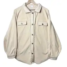 BiBi Fleece Buttoned Down Oversized Shirt Jacket Tan Fall Winter Women’s Size XL