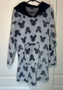 Disney Hoodie Dress Tunic Blue Mickey Mouse Fleece Robe Soft‎ Lounge Cozy Medium
