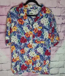 VINTAGE LESLIE FAY SPORTSWEAR HAWAIIAN TROPICAL VACATION CRUISE PRINTED TOP 16