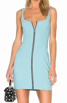 NWT Cinq a Sept Blue Zipper Front Fitted Dress Whiteley 0/XS $375