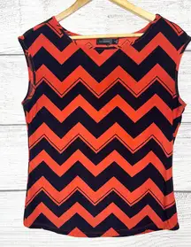 The Limited Red & Black Chevron Zig Zag Stripe Stretch Jersey Blouse Size Small