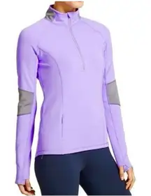 Athleta Lunar Half Zip Pullover Long Sleeves Thumbholes Lilac‎ Purple MEDIUM