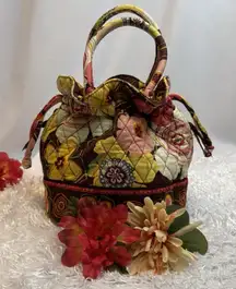 Vera Bradley CLEAN Artsy‎ Floral Bucket Drawstring Buttercup Handbag Purse 11x10