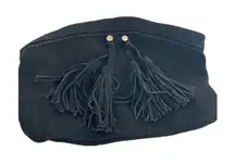 Mossimo suede boho fringe tassel Top zipper clutch