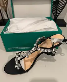 Lauren Lorraine Strap Jeweled Black Heel Size 8.5