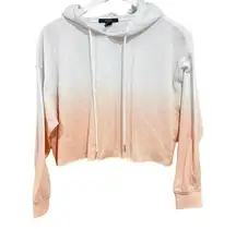 Forever 21  dip dyed hoodie Raw hem crop small long sleeve Distressed