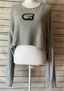 Free People Movement Surfside Cyclebar Gray Cropped Sweatshirt with Black Logo