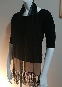 Black Sparkly Scarf with Tassels