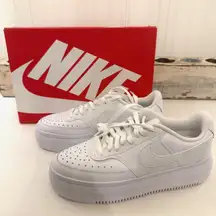 Nike Court Vision Low Shoes Womens Size 9.5 White Leather Platform DM0113-100