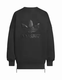 Adidas Ivy Park Black Mesh Crewneck Sweatshirt Long Sleeve Side Zip XS