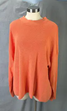 FP Beach Orange Slouchy Knit Mock Neck Sweater Oversized Pullover Size M