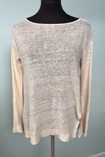 Everlane Women’s 100% Linen Boatneck Long Sleeve Oversized Cream T-Shirt Size S