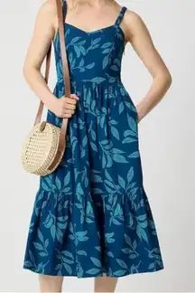 J.Crew Factory Corset Midi Dress Blue Size 16T 16 TALL NWT Nautical Preppy