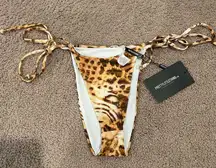 PRETTY LITTLE THING leopard ribbed tie side bikini bottom