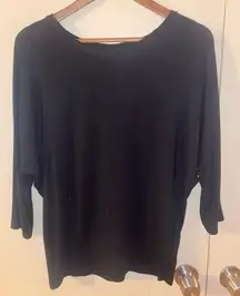 Tahari bat-wing black long sleeve top in black - size large