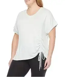 Stylus Light Green Ruched Top Womens XL Athleisure Workout Short Sleeve Casual