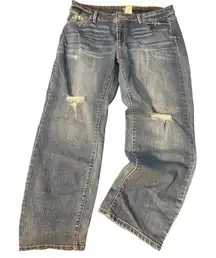 Time & Tru Distressed Straight Blue Jeans Denim Plus Size 18 Zipper Womens