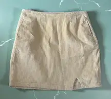 BP Beige Corduroy Slit Mini Skirt Size Medium