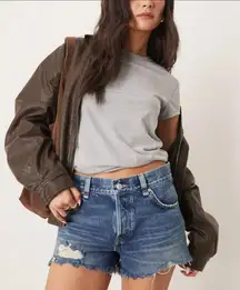 Free People We The Free Denim Jean Shorts 26 Blue Distressed Frayed Boho Beach