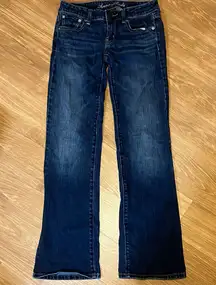 American Eagle Outfitters Blue Boot Cut Jeans Classic Style favorite boyfriend