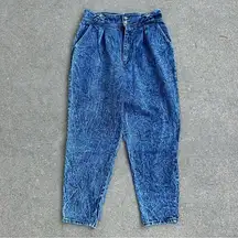Vintage 80s Palmettos high rise acid Wash bow detail pleated baggies jeans