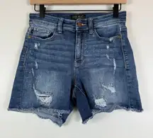 Judy Blue Shorts Women S Blue Denim Stretch Cut Off Raw Hem Distressed Festival