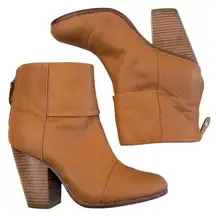 Rag & Bone Leather Newbury Heeled Ankle Boots Tan Size 7.5