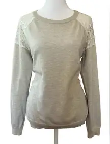 Forever 21 simple sporty chic versatile cream top with laced shoulder detail MD