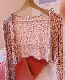 LA Hearts L. A Hearts Pink Floral Cardigan Crop