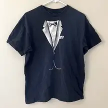 Tuxedo black t-shirt comfortable unique short sleeved basic casual joke formal